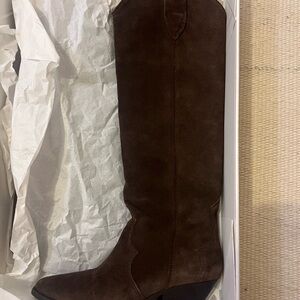 Isabel Marant Denvee Dark Brown Suede Knee High Boots